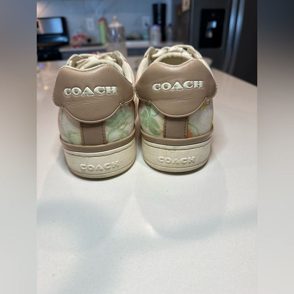 Coach Women's Clip Leather Low Top Sneaker Chalk Floral - Picture 4 of 6
